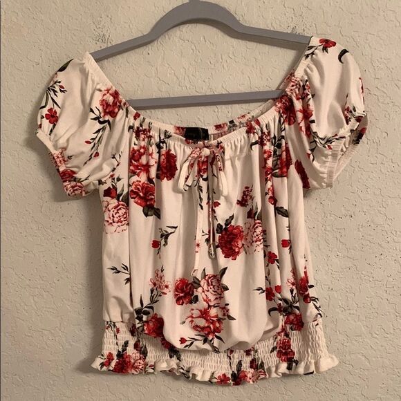 Orange Kiss Floral Off-Shoulder Top Size L - Picture 1 of 7